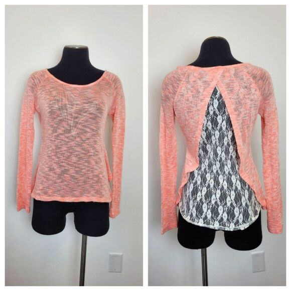 Rue21 Pink Crochet Lace Lightweight Sweatshirt Festival Boho Gypsy Summer XS - Picture 1 of 10
